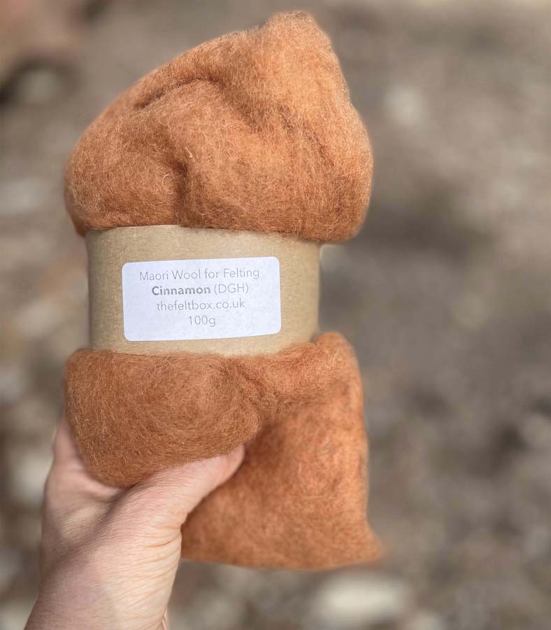 Carded Felt Wool Needle Felting Carded Batt Orange Caramel Maori DHG Cinnamon