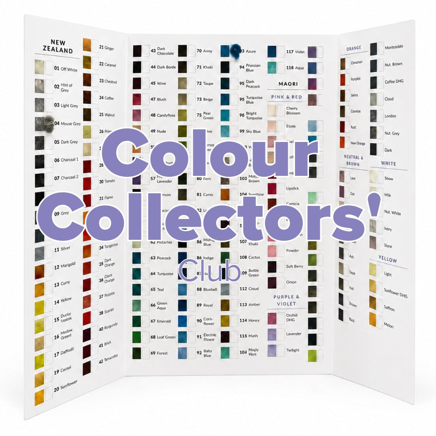 The Felt Box Colour Collectors' Club monthly subscription — six 20g shades of carded wool