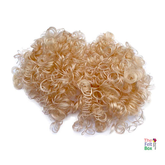 Curly Synthetic Hair Fibre Vegan Wool  Beige