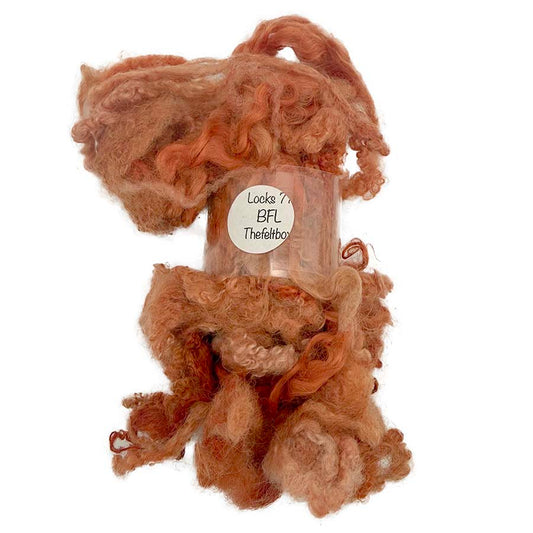 Soft curly peach BFL locks for needle felting and fibre art supplies