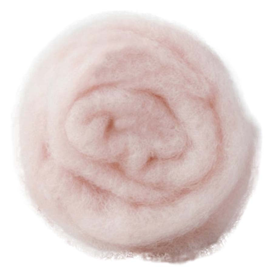 Etoile – Muted pale peach-pink shade of Maori carded wool, almost cream in tone. 100g felting fibre for needle felting, wet felting, and fibre art. Works beautifully as a base layer, gentle core, or soft finishing detail.