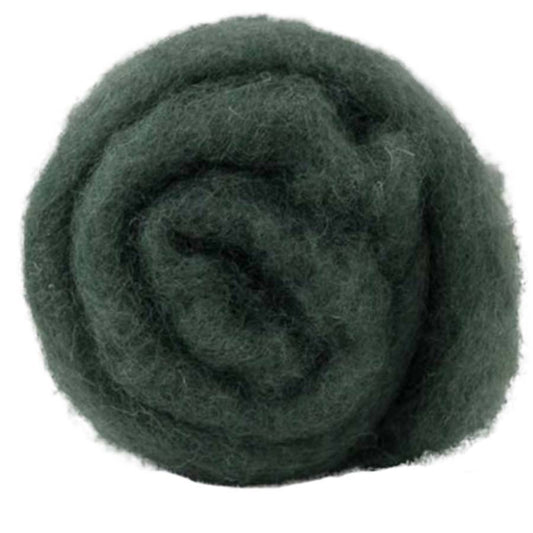 Carded Felt Wool Needle Felting Carded Batt Dark Green Fern Maori DHG Fir