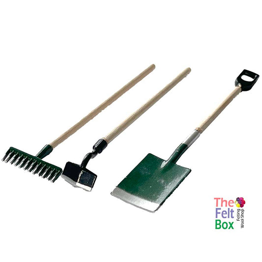 Hoe Spade Rake Toy Miniature Garden Tools 9 cm