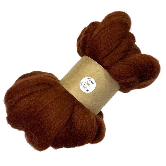 Merino Roving Felting Wool Top 21 mic 3D 2D Nuno Fibre Brown Hazelnut