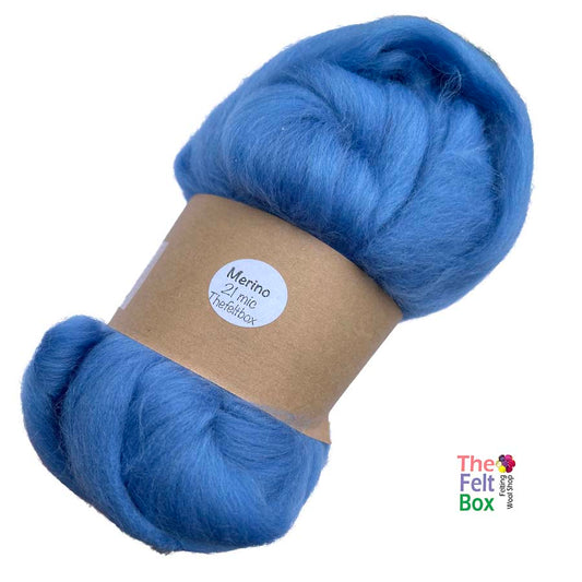 Merino Roving Felting Wool Top 21 3D 2D Nuno Felting Spinning Fibre Cornflower