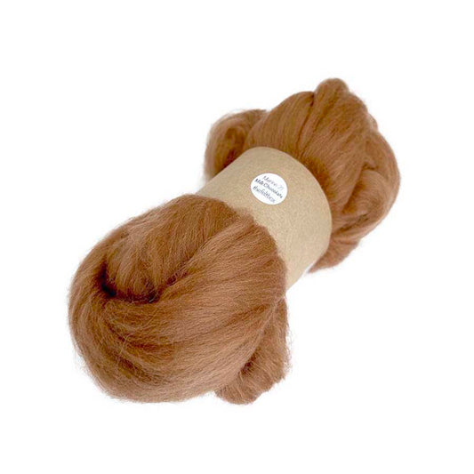 Merino Roving Felting Wool Top 21 mic 3D 2D Nuno Fibre Brown Milk Chocolate