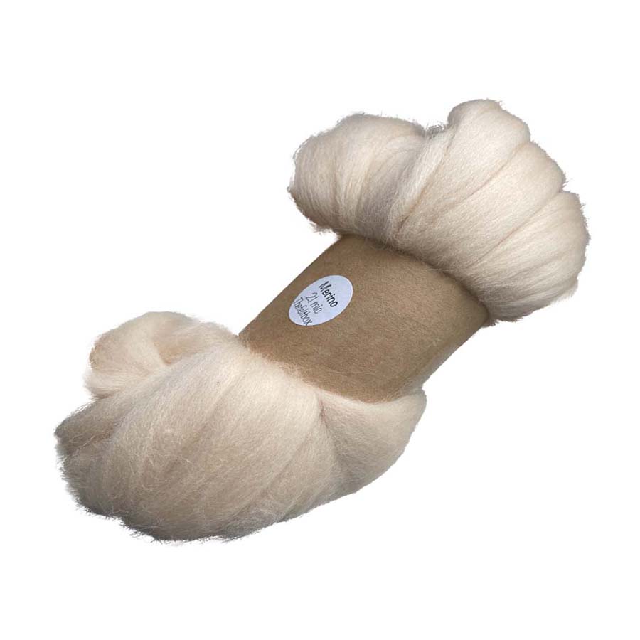 Merino Roving Felting Wool Top 21 mic 3D 2D Nuno Fibre Nude Acacia