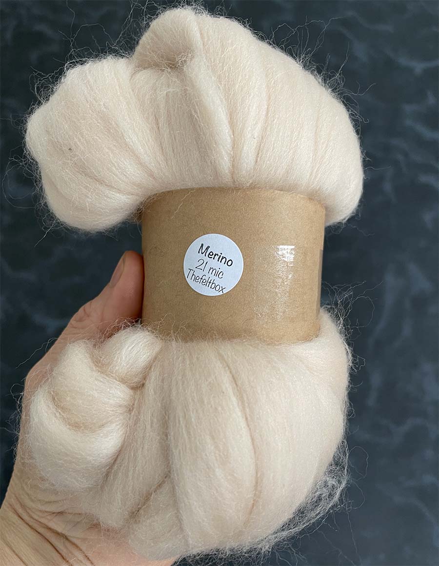 Merino Roving Felting WOOL TOP 21 mic 3D 2D Nuno Fibre Nude Acacia
