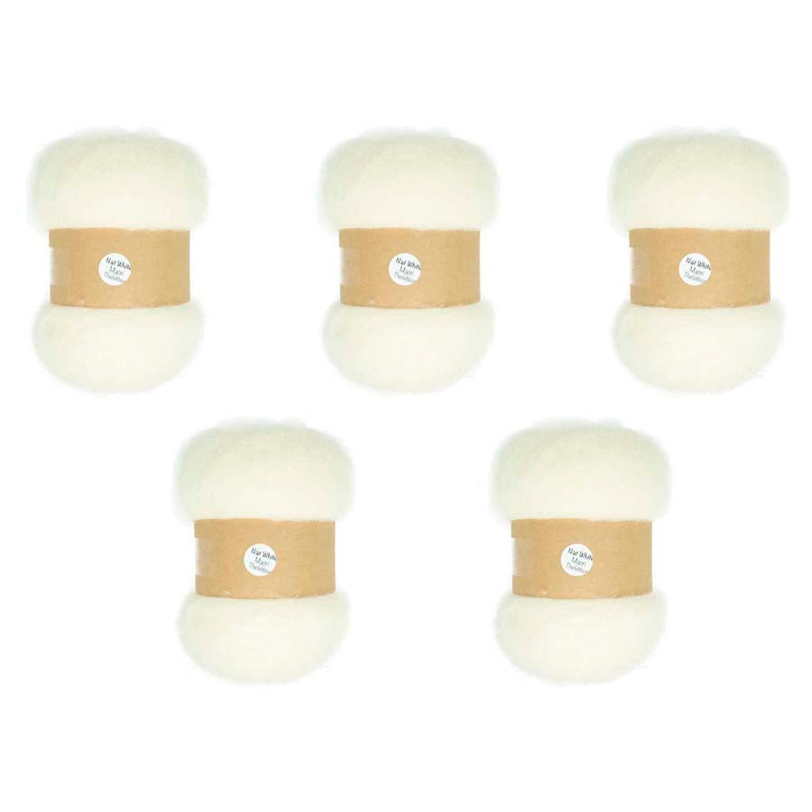 Carded Felt Wool Needle Felting Carded Batt Cream Maori DHG Natural White