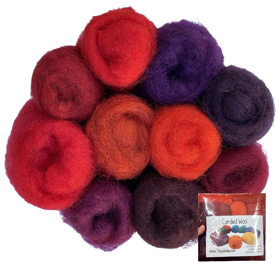 Carded Needle Felting Wool Shade Packs The Felt Box ® 100g
