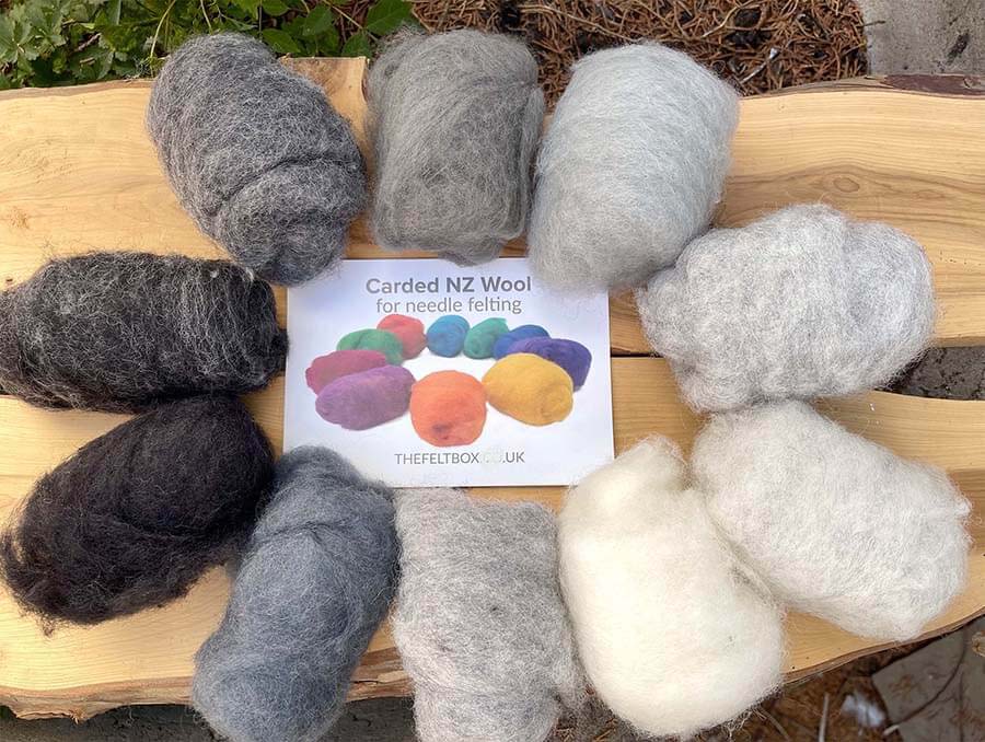 Carded Needle Felting Wool Shade Packs The Felt Box ® 100g