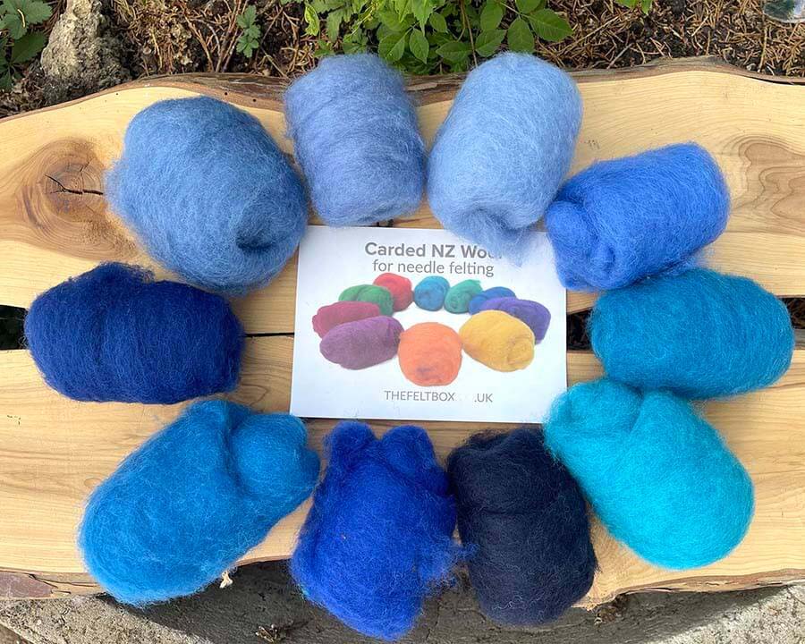 Carded Needle Felting Wool Shade Packs The Felt Box ® 100g