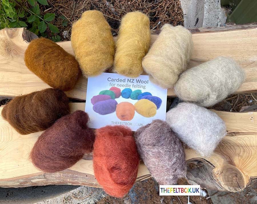 Carded Needle Felting Wool Shade Packs The Felt Box ® 100g