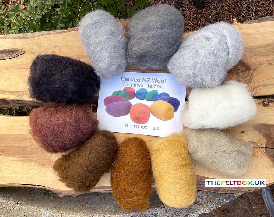 Carded Needle Felting Wool Shade Packs The Felt Box ® 100g
