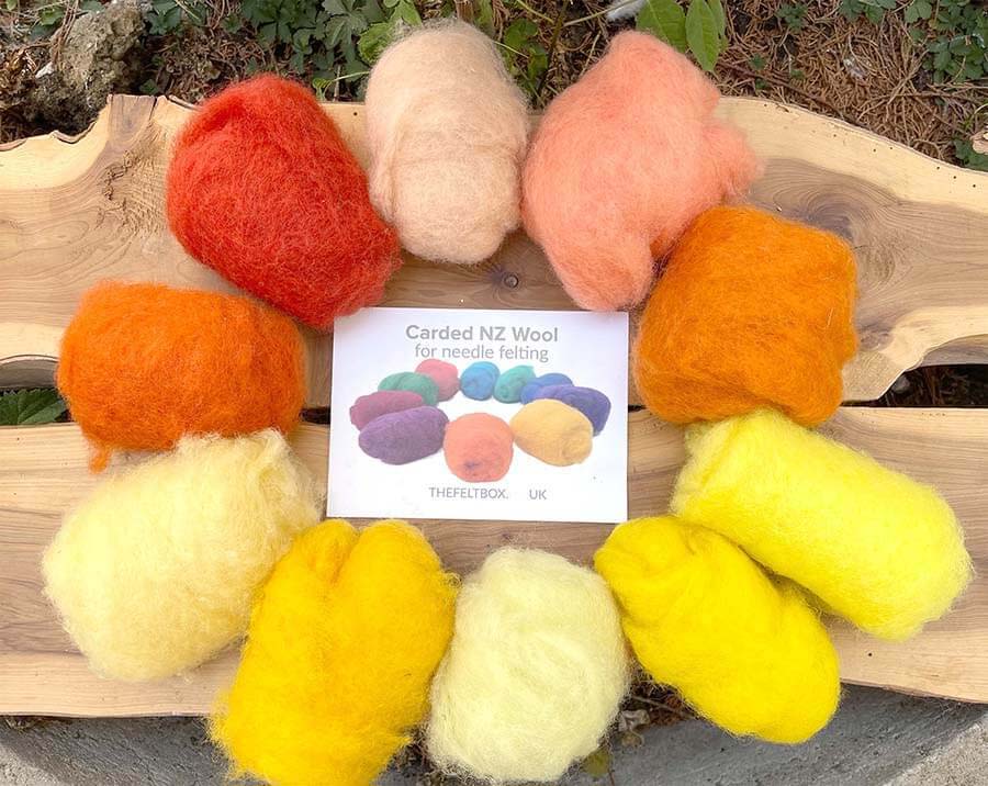 Carded Needle Felting Wool Shade Packs The Felt Box ® 100g