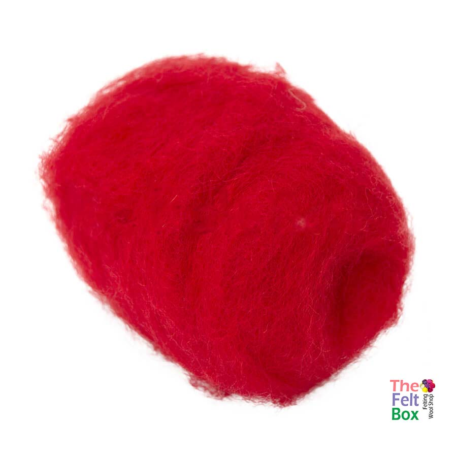 Carded NZ Needle Felting Wool Batts Red Flame #31