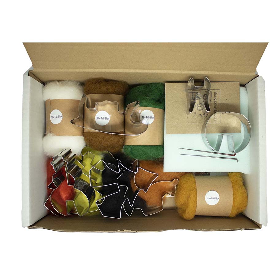 Needle Felting Kit for Beginners - Cookie Cutter and Wool Set : Christmas Figures Level - Easy