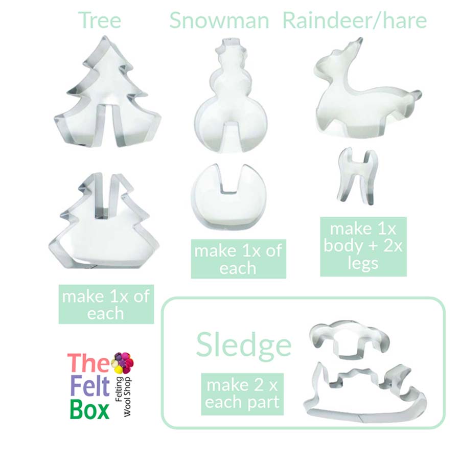 Needle Felting Kit for Beginners - Cookie Cutter and Wool Set : Christmas Figures Level - Easy