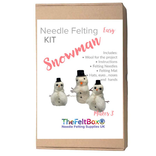 Snowman Needle Felting Kit  includes Needles Sponge The Felt Box  Makes 3 Easy