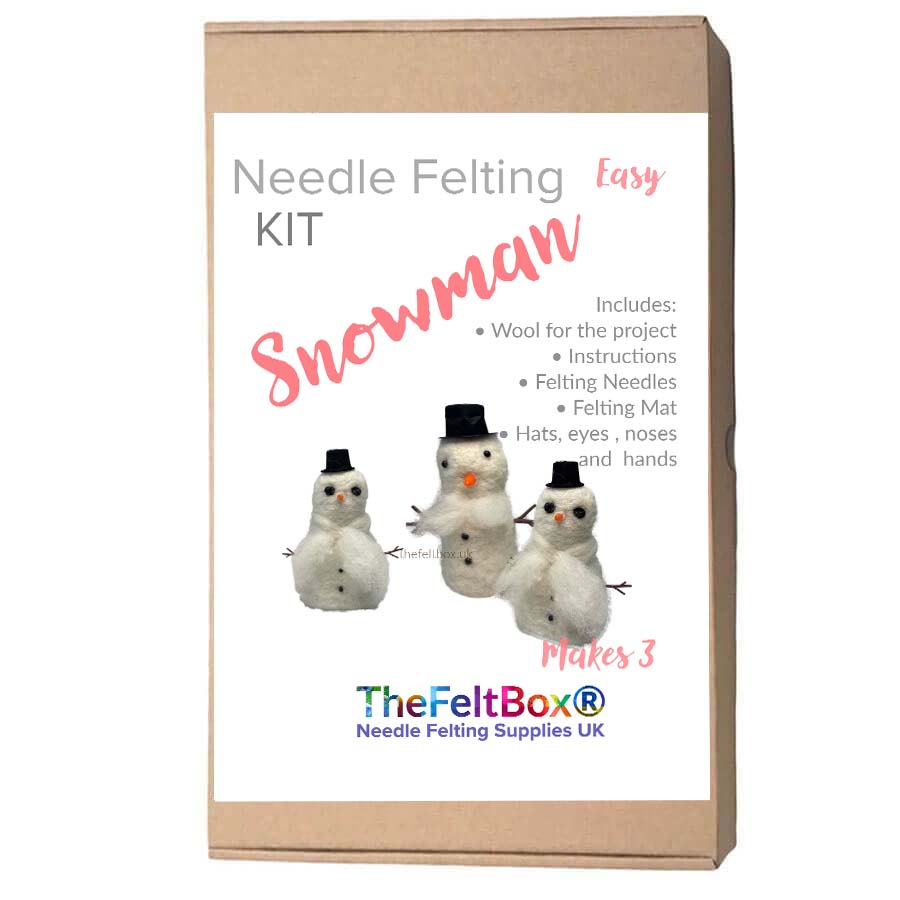 Snowman Needle Felting Kit  includes Needles Sponge The Felt Box  Makes 3 Easy