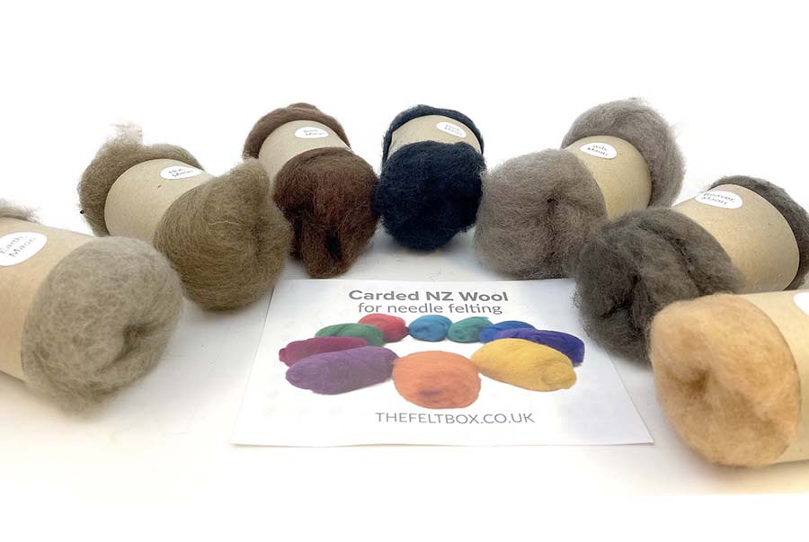 Carded Needle Felting Wool Rainbow Colour Multicoloured Felting Batt 7 x20g