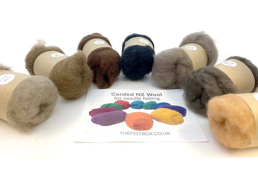 Carded Needle Felting Wool Rainbow Colour Multicoloured Felting Batt 7 x20g