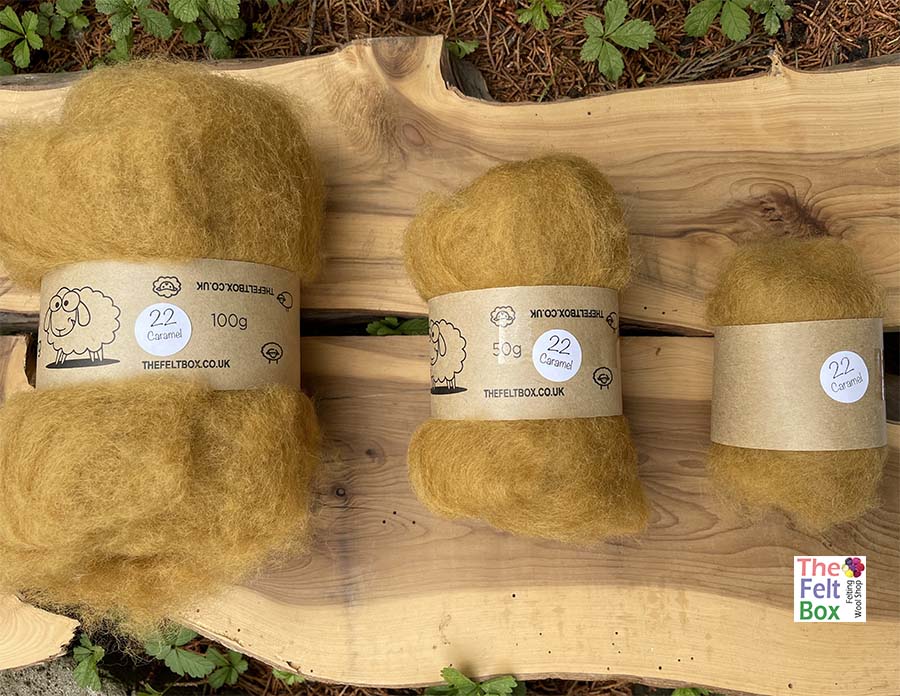 Carded NZ Wool For Needle Felting Batts - Caramel #22