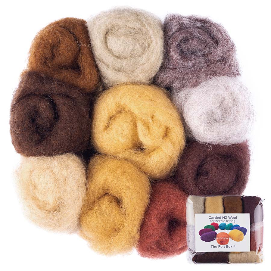 Carded Needle Felting Wool Shade Packs The Felt Box ® 100g