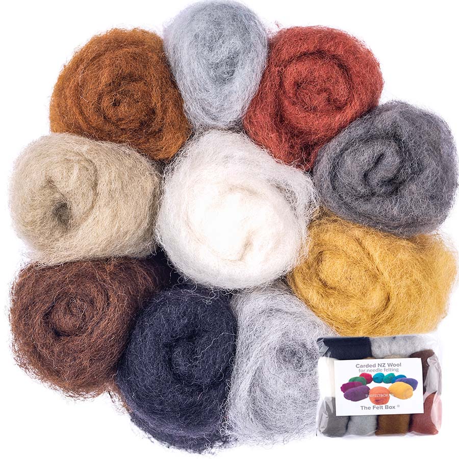 Carded Needle Felting Wool Shade Packs The Felt Box ® 100g