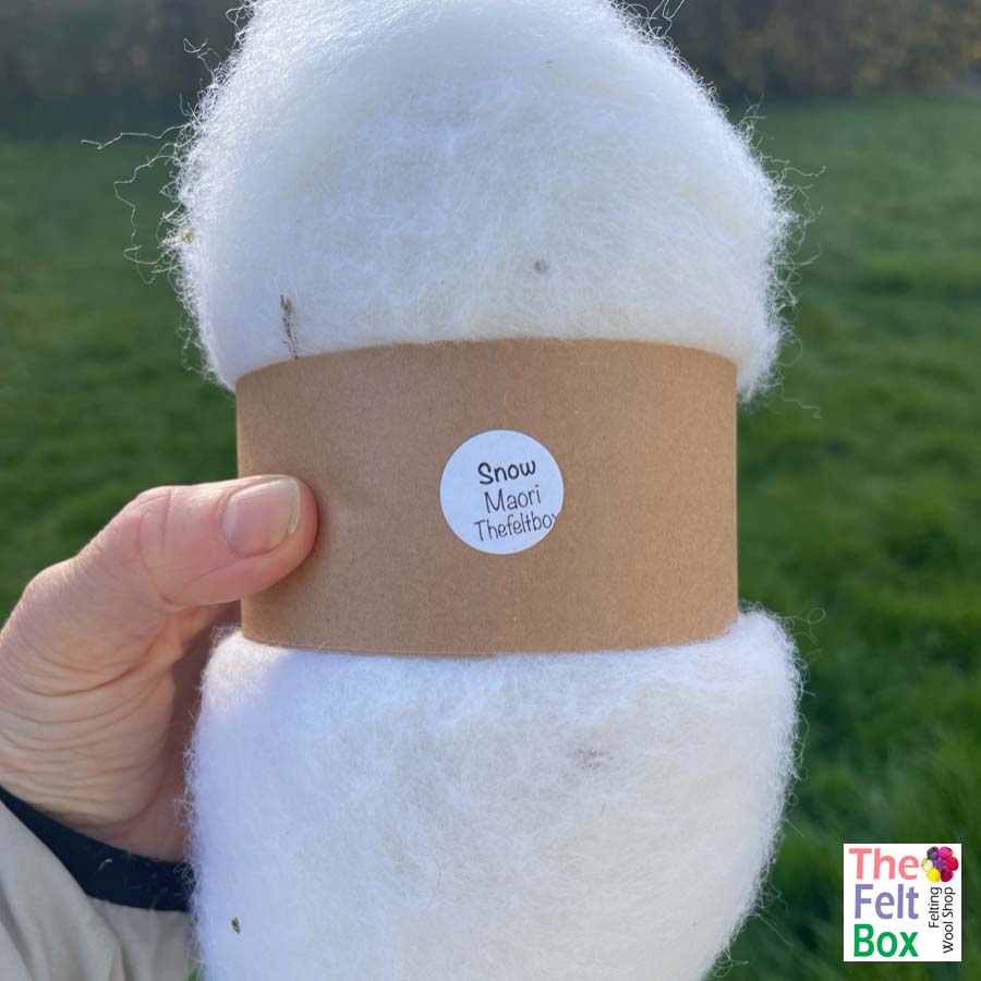 Carded Felt Wool Needle Felting Carded Batt White Maori DHG Snow
