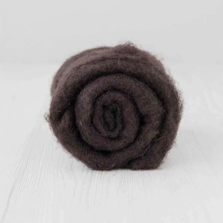 Carded Needle Felting Wool Batt Brown Maori DHG Coffee