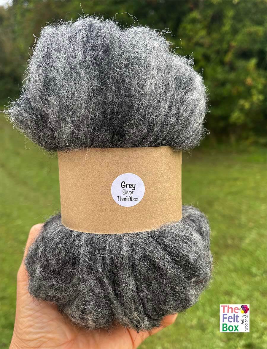 Carded Sliver Needle Felting Wool Natural Cheviot Fibres Grey