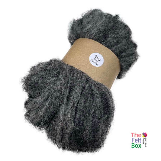 Carded Sliver Needle Felting Wool Natural Cheviot Fibres Grey