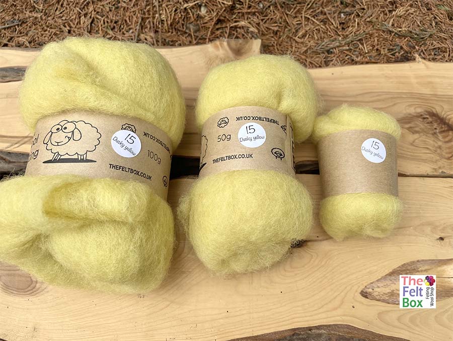 Carded NZ Wool For Needle Felting Batts -Dusky Yellow #15