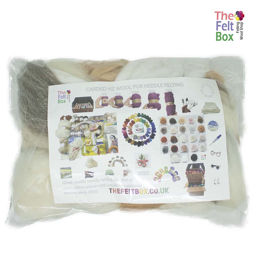 The Felt Box Assorted Wool Tops (01) Waste Wool 100g
