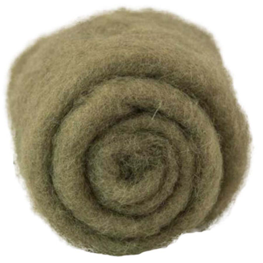Carded Felt Wool Needle Felting Carded Batt Pale Green Fern Maori DHG Olive