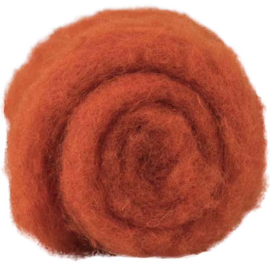 Carded Felt Wool Needle Felting Carded Batt Fox Orange Rust Maori DHG Pumpkin