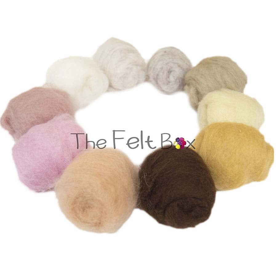 Carded Needle Felting Wool Shade Packs The Felt Box ® 100g -last chance