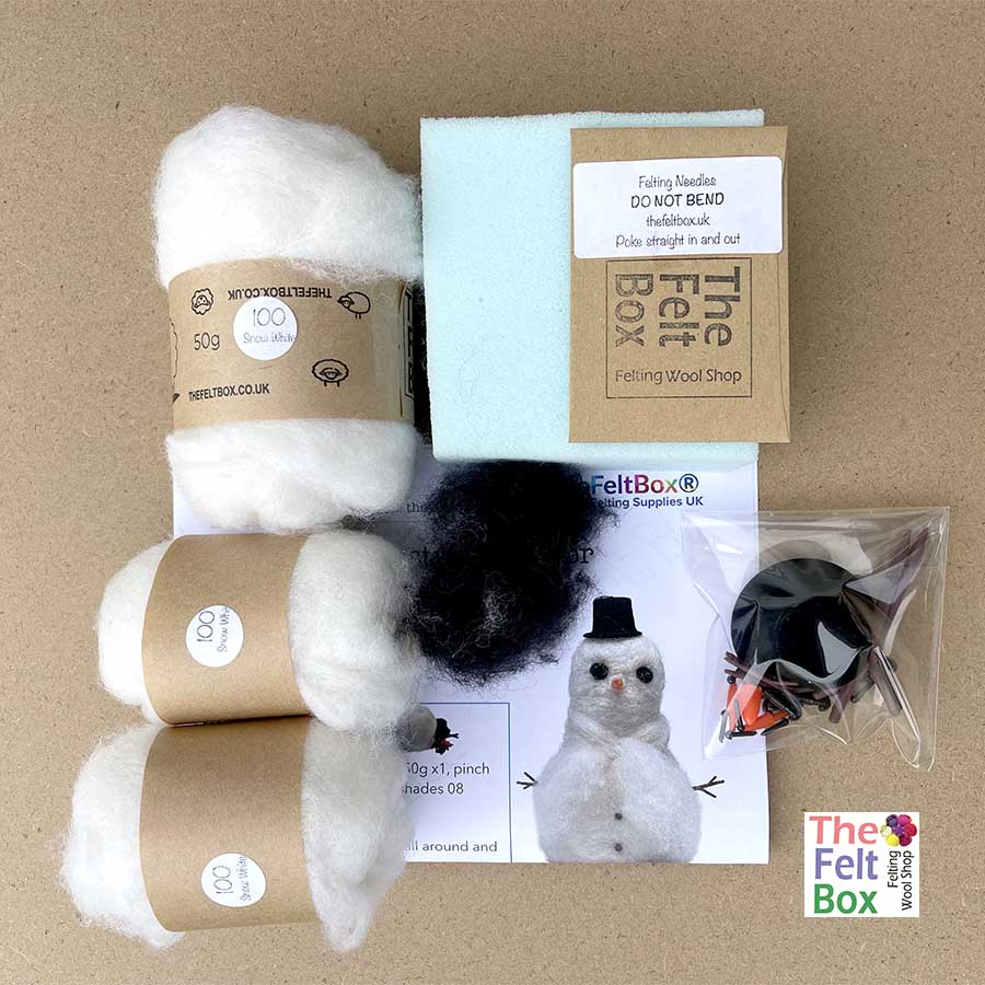 Snowman Needle Felting Kit includes Needles Sponge The Felt Box Makes 3 Easy