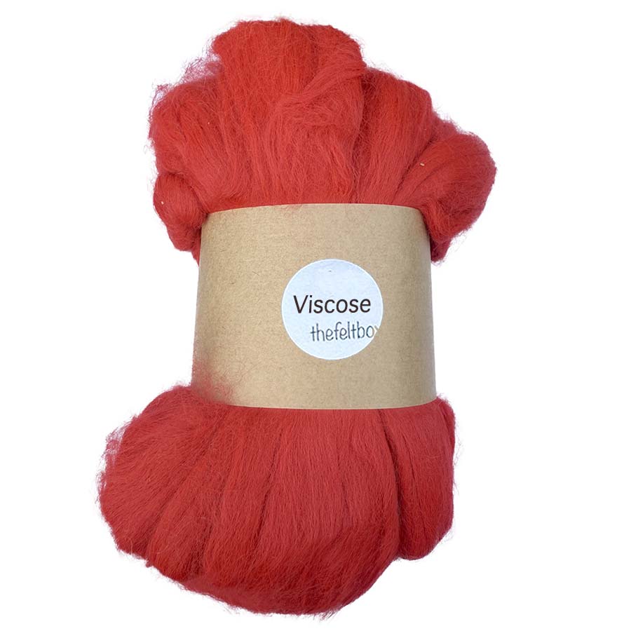 Viscose MATT Roving for Felting Spinning Red 100g