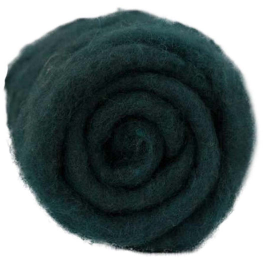 Carded Felt Wool Needle Felting Carded Batt Dark Green Fern Maori DHG Wood