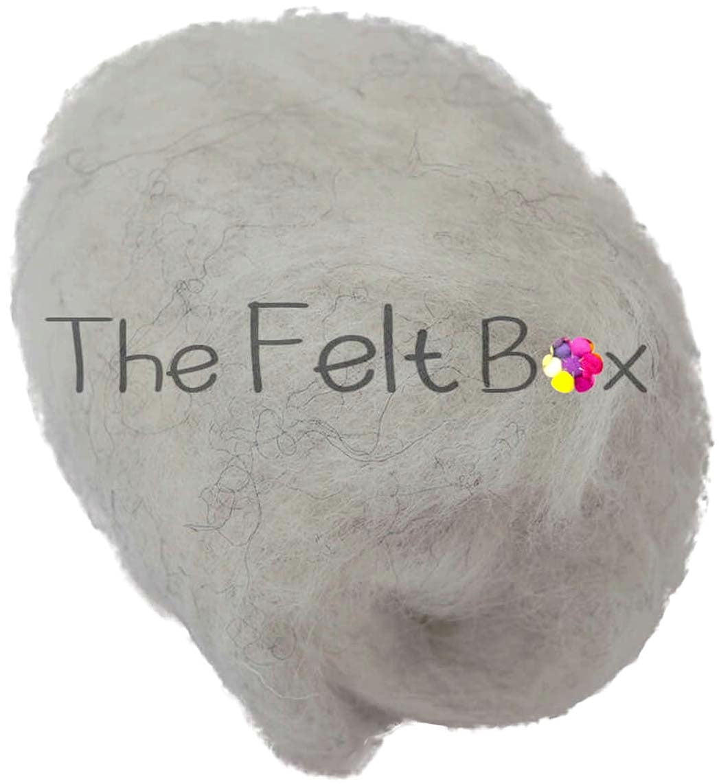 Carded NZ Wool For Needle Felting Batts - Hint of Grey #02