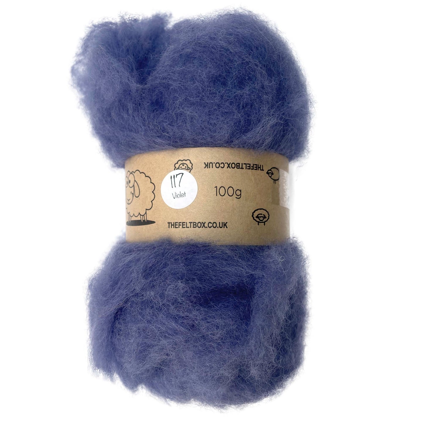 Carded Wool For Felting, Needle Felting Batting, Violet ( 117 )