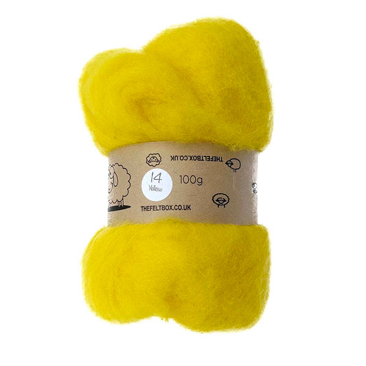 Carded Wool For Felting, Needle Felting Batting, Yellow  ( 14 )