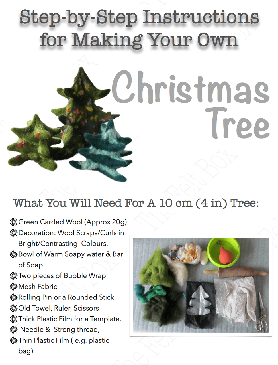 Wet Felting Kit. Intermediate. Christmas Tree