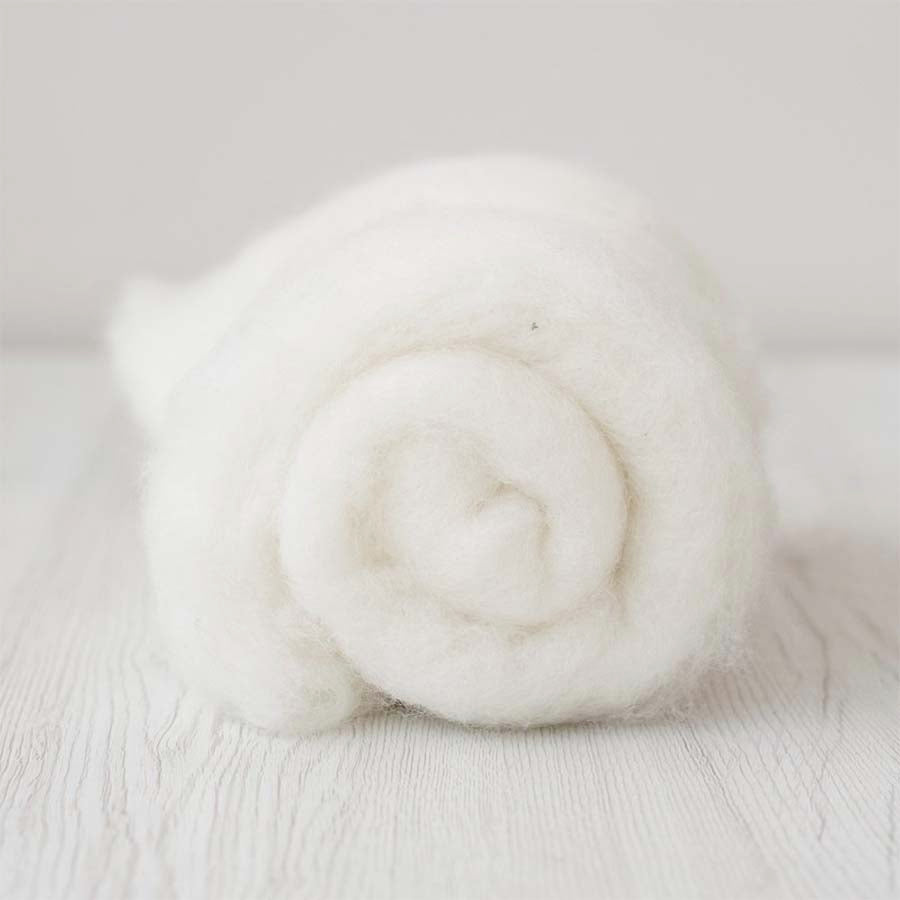 Carded Felt Wool Needle Felting Carded Batt White Maori DHG Milk