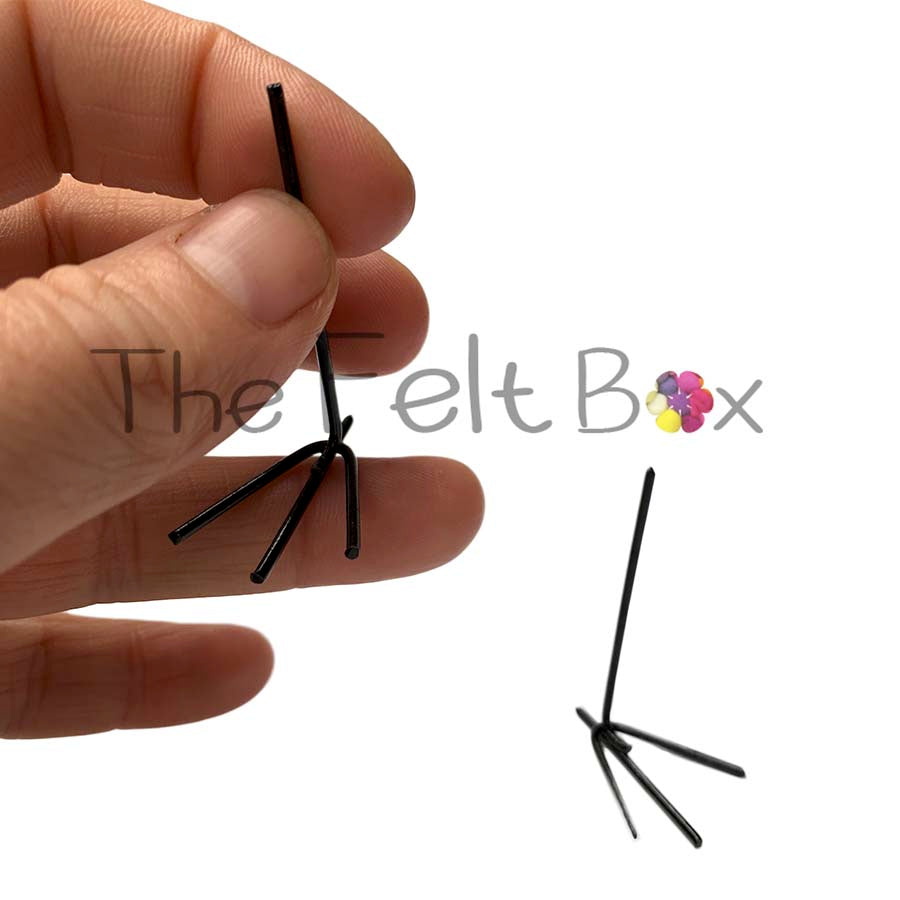 Metal Legs For Needle Felting Birds Feet - Black: H 45 mm W 25mm