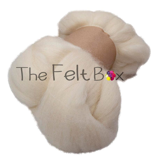 Wool Top, Bluefaced Leicester Wool Top, Felting and Spinning Fibre, Cream