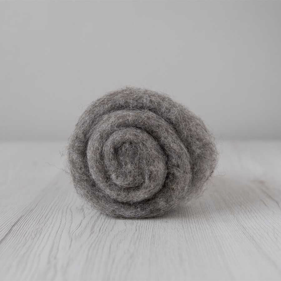 Carded Felt Needle Felting Wool Batt Bergschaf Natural Grey DHG 20 - 500g