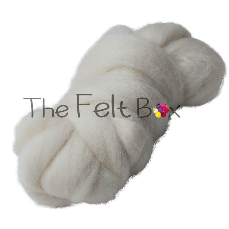 Wool Top British English 30 mic 56's Felting and Spinning Fibre Natural Off- White